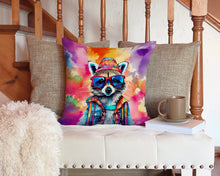 Load image into Gallery viewer, Hippie Animal Raccoon Throw Pillow - 14x14 Decorative Pillow – Art for Your Home &amp; Patio
