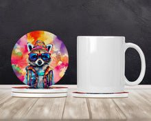 Load image into Gallery viewer, Hippie Animal Raccoon Large Sandstone Coasters Pack of 4