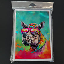Load image into Gallery viewer, Hippie Animal Rhinoceros Greeting Cards - Blank Note Cards – 8-Pack of Artist-Designed Cards with Envelopes