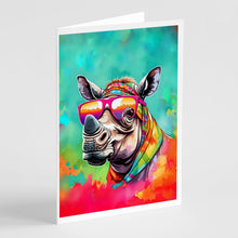 Load image into Gallery viewer, Hippie Animal Rhinoceros Greeting Cards - Blank Note Cards – 8-Pack of Artist-Designed Cards with Envelopes