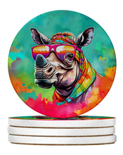 Load image into Gallery viewer, Hippie Animal Rhinoceros Large Sandstone Coasters Pack of 4