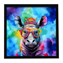 Load image into Gallery viewer, Hippie Animal Rhinoceros Framed Metal Print