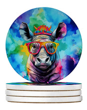 Load image into Gallery viewer, Hippie Animal Rhinoceros Large Sandstone Coasters Pack of 4