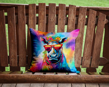 Load image into Gallery viewer, Hippie Animal Rhinoceros Throw Pillow - 14x14 Decorative Pillow – Art for Your Home &amp; Patio