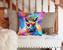 Load image into Gallery viewer, Hippie Animal Rhinoceros Throw Pillow - 14x14 Decorative Pillow – Art for Your Home &amp; Patio