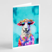 Load image into Gallery viewer, Hippie Animal Sheep Greeting Cards - Blank Note Cards – 8-Pack of Artist-Designed Cards with Envelopes