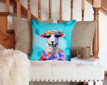 Load image into Gallery viewer, Hippie Animal Sheep Throw Pillow - 14x14 Decorative Pillow – Art for Your Home &amp; Patio