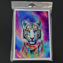 Load image into Gallery viewer, Hippie Animal White Tiger Greeting Cards - Blank Note Cards – 8-Pack of Artist-Designed Cards with Envelopes