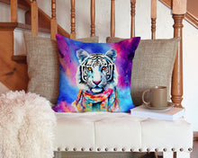 Load image into Gallery viewer, Hippie Animal White Tiger Throw Pillow - 14x14 Decorative Pillow – Art for Your Home &amp; Patio