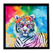 Load image into Gallery viewer, Hippie Animal White Tiger Framed Metal Print