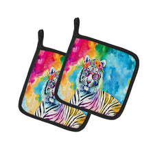 Load image into Gallery viewer, Hippie Animal White Tiger Pot Holders - Set of 2 Decorative Kitchen Helpers | Made in the USA