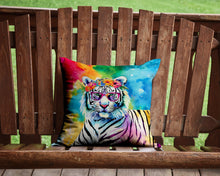 Load image into Gallery viewer, Hippie Animal White Tiger Throw Pillow - 14x14 Decorative Pillow – Art for Your Home &amp; Patio
