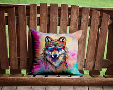 Load image into Gallery viewer, Hippie Animal Wolf Throw Pillow - 14x14 Decorative Pillow – Art for Your Home &amp; Patio