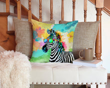 Load image into Gallery viewer, Hippie Animal Zebra Throw Pillow - 14x14 Decorative Pillow – Art for Your Home &amp; Patio