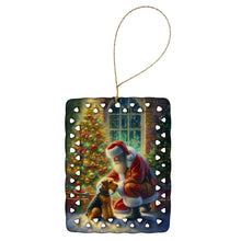 Load image into Gallery viewer, Airedale Terrier and Santa Claus Porcelain Ornament