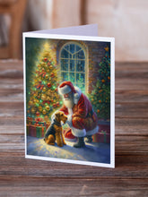 Load image into Gallery viewer, Airedale Terrier and Santa Claus Greeting Cards - Blank Note Cards – 8-Pack of Artist-Designed Cards with Envelopes