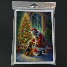Load image into Gallery viewer, Airedale Terrier and Santa Claus Greeting Cards - Blank Note Cards – 8-Pack of Artist-Designed Cards with Envelopes