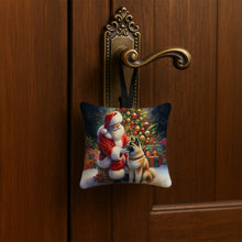 Load image into Gallery viewer, Akita and Santa Claus Hanging Square Fabric Ornament 3.5 × 3.5