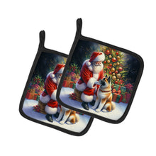 Load image into Gallery viewer, Akita and Santa Claus Pot Holders - Set of 2 Decorative Kitchen Helpers | Made in the USA