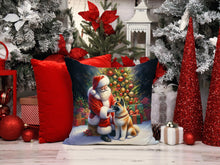 Load image into Gallery viewer, Akita and Santa Claus Throw Pillow - 14x14 Decorative Pillow – Art for Your Home &amp; Patio