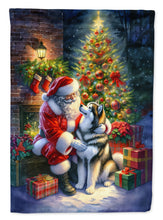 Load image into Gallery viewer, Alaskan Malamute and Santa Claus House Flag