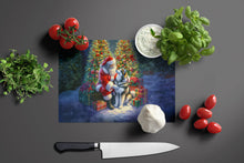 Load image into Gallery viewer, Alaskan Malamute and Santa Claus Glass Cutting Boards – Durable, Decorative Kitchen Art