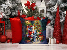 Load image into Gallery viewer, Alaskan Malamute and Santa Claus Throw Pillow - 14x14 Decorative Pillow – Art for Your Home &amp; Patio