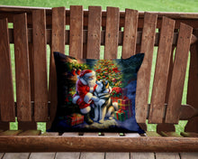 Load image into Gallery viewer, Alaskan Malamute and Santa Claus Throw Pillow - 14x14 Decorative Pillow – Art for Your Home &amp; Patio