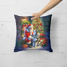 Load image into Gallery viewer, Alaskan Malamute and Santa Claus Throw Pillow
