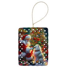 Load image into Gallery viewer, American Eskimo and Santa Claus Porcelain Ornament