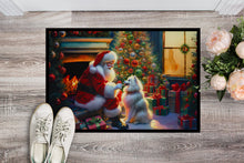 Load image into Gallery viewer, American Eskimo and Santa Claus Doormat