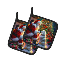 Load image into Gallery viewer, American Eskimo and Santa Claus Pot Holders - Set of 2 Decorative Kitchen Helpers | Made in the USA