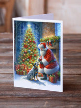 Load image into Gallery viewer, Australian Cattle Dog and Santa Claus Greeting Cards - Blank Note Cards – 8-Pack of Artist-Designed Cards with Envelopes