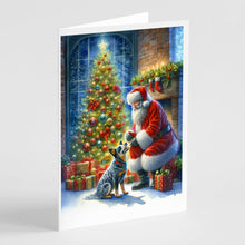 Load image into Gallery viewer, Australian Cattle Dog and Santa Claus Greeting Cards - Blank Note Cards – 8-Pack of Artist-Designed Cards with Envelopes