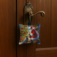 Load image into Gallery viewer, Australian Cattle Dog and Santa Claus Hanging Square Fabric Ornament 3.5 × 3.5