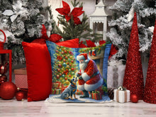Load image into Gallery viewer, Australian Cattle Dog and Santa Claus Throw Pillow - 14x14 Decorative Pillow – Art for Your Home &amp; Patio