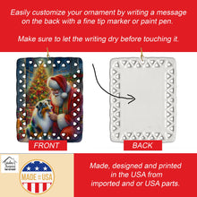 Load image into Gallery viewer, Australian Shepherd and Santa Claus Porcelain Ornament