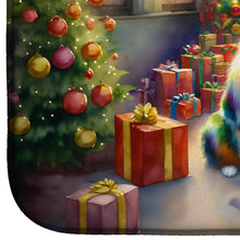 Load image into Gallery viewer, Australian Shepherd and Santa Claus Dish Drying Mat