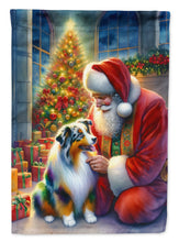 Load image into Gallery viewer, Australian Shepherd with Santa Garden Flag – Christmas Dog Yard Decor