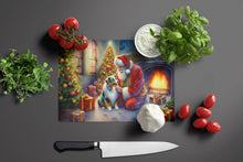 Load image into Gallery viewer, Australian Shepherd and Santa Claus Glass Cutting Boards – Durable, Decorative Kitchen Art