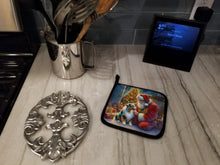 Load image into Gallery viewer, Australian Shepherd and Santa Claus Pot Holders - Set of 2 Decorative Kitchen Helpers | Made in the USA