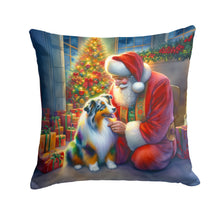 Load image into Gallery viewer, Australian Shepherd and Santa Claus Throw Pillow
