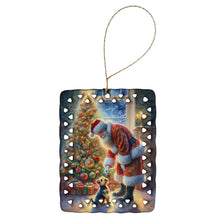 Load image into Gallery viewer, Australian Terrier and Santa Claus Porcelain Ornament