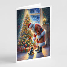 Load image into Gallery viewer, Australian Terrier and Santa Claus Greeting Cards - Blank Note Cards – 8-Pack of Artist-Designed Cards with Envelopes
