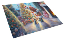 Load image into Gallery viewer, Australian Terrier and Santa Claus Glass Cutting Boards – Durable, Decorative Kitchen Art