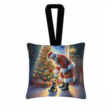 Load image into Gallery viewer, Australian Terrier and Santa Claus Hanging Square Fabric Ornament 3.5 × 3.5