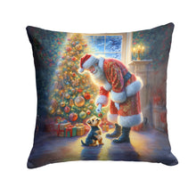 Load image into Gallery viewer, Australian Terrier and Santa Claus Throw Pillow - 14x14 Decorative Pillow – Art for Your Home &amp; Patio