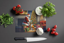 Load image into Gallery viewer, Basenji and Santa Claus Glass Cutting Boards – Durable, Decorative Kitchen Art