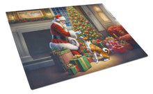 Load image into Gallery viewer, Basenji and Santa Claus Glass Cutting Boards – Durable, Decorative Kitchen Art