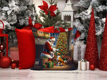 Load image into Gallery viewer, Basenji and Santa Claus Throw Pillow - 14x14 Decorative Pillow – Art for Your Home &amp; Patio